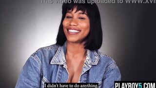 Black MILF Jenna Fox solo masturbation session with an orgasm