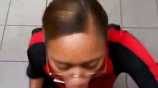 Gas Station Worker Gives Guy Head In Bathroom